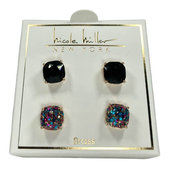New Nicole Miller New York Post Earrings Two Pairs - Picture 1 of 8